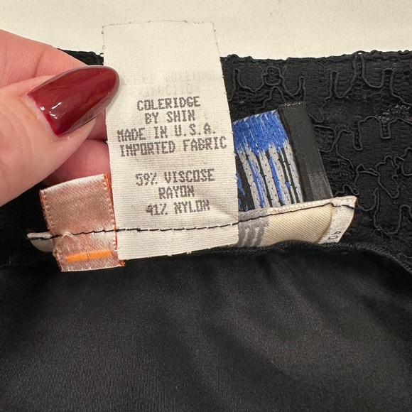 VTG I. Magnin - Black Lace over Solid Black Mini Skirt Coleridge by Shin, EUC 12 - Picture 7 of 8